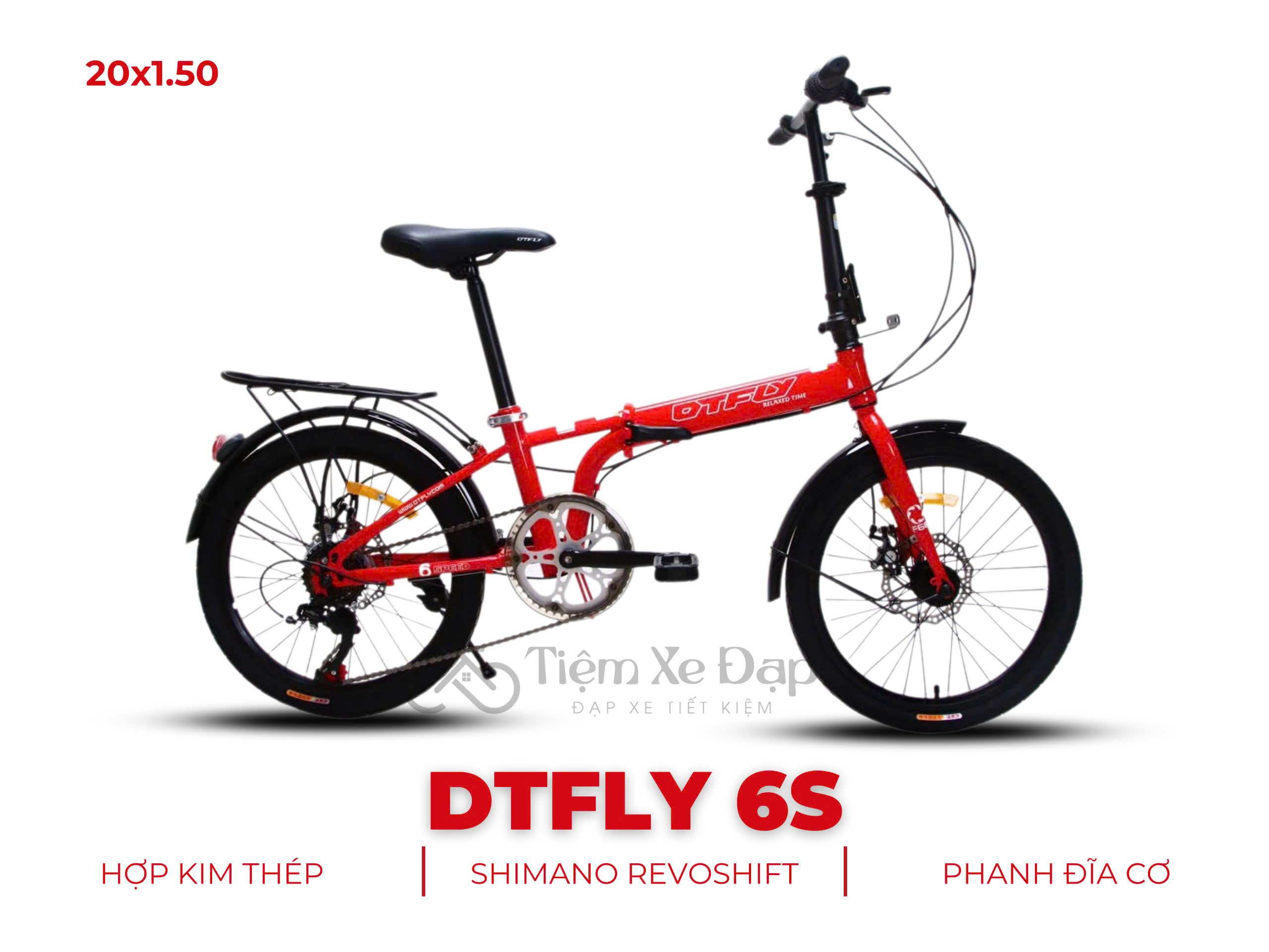DTFLY 6S Xe Đạp Gấp- Khung thép gấp gọn, Tay đề vặn Shimano Revoshift	6 tốc độ